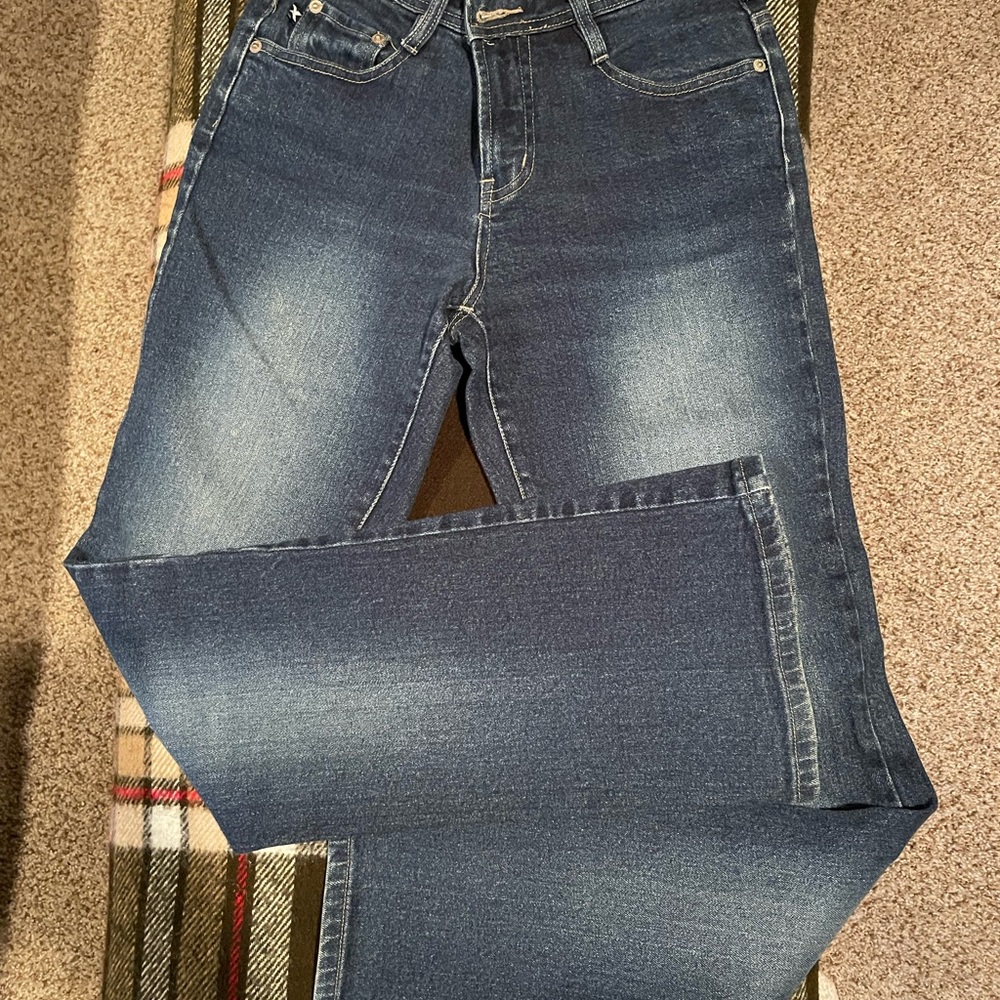 Express Women’s Dark Blue Wash flare-Leg Jeans